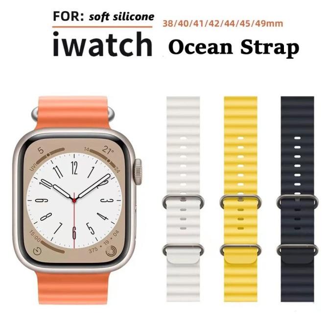 Strap Apple Watch Rubber Silicone Ocean Tali Jam Iwatch Ultra 8 7 49mm