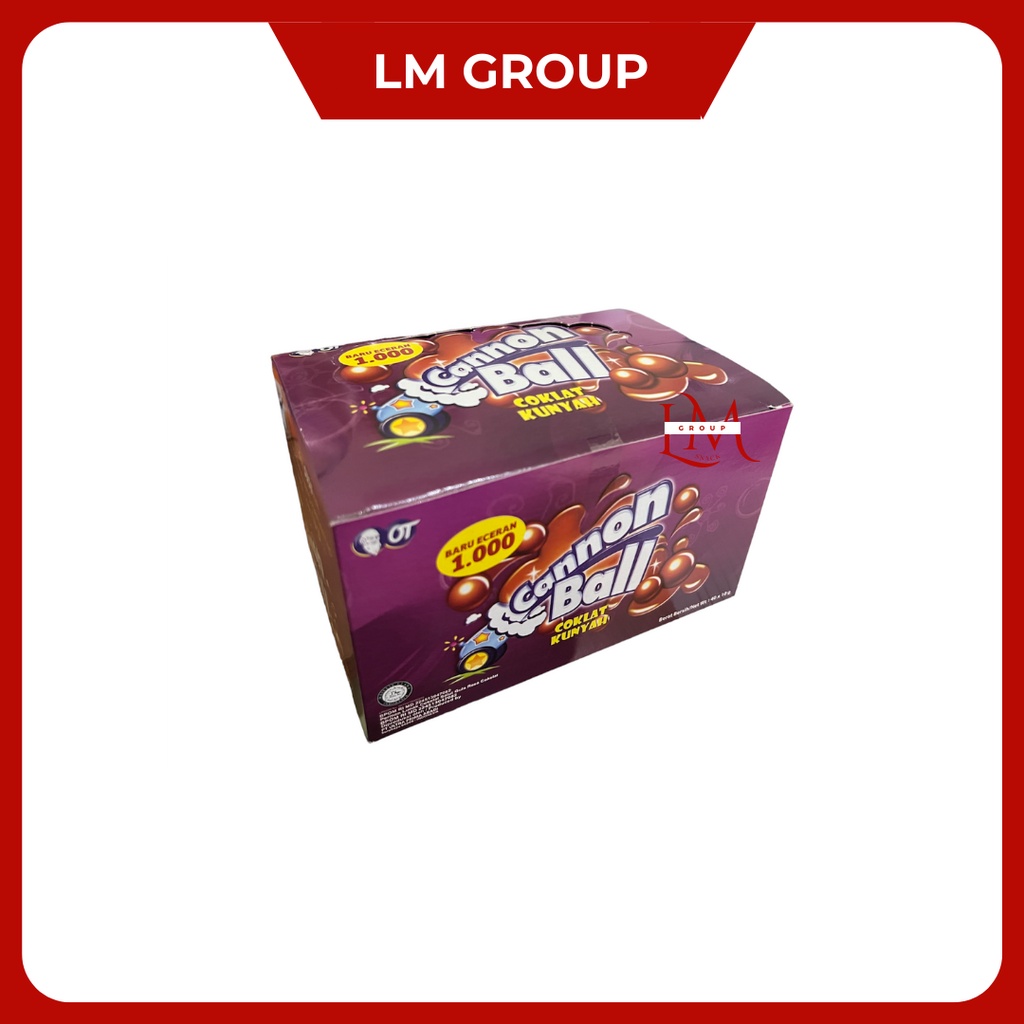 

Cannon Ball Lunak Coklat Kunyah Eceran 500/1000 1 Box Isi 24 Pack @10gr