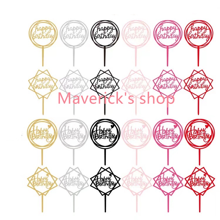 10pcs Cake Topper Happy Birthday Gold / Topper Cake Dekorasi Kue Ultah