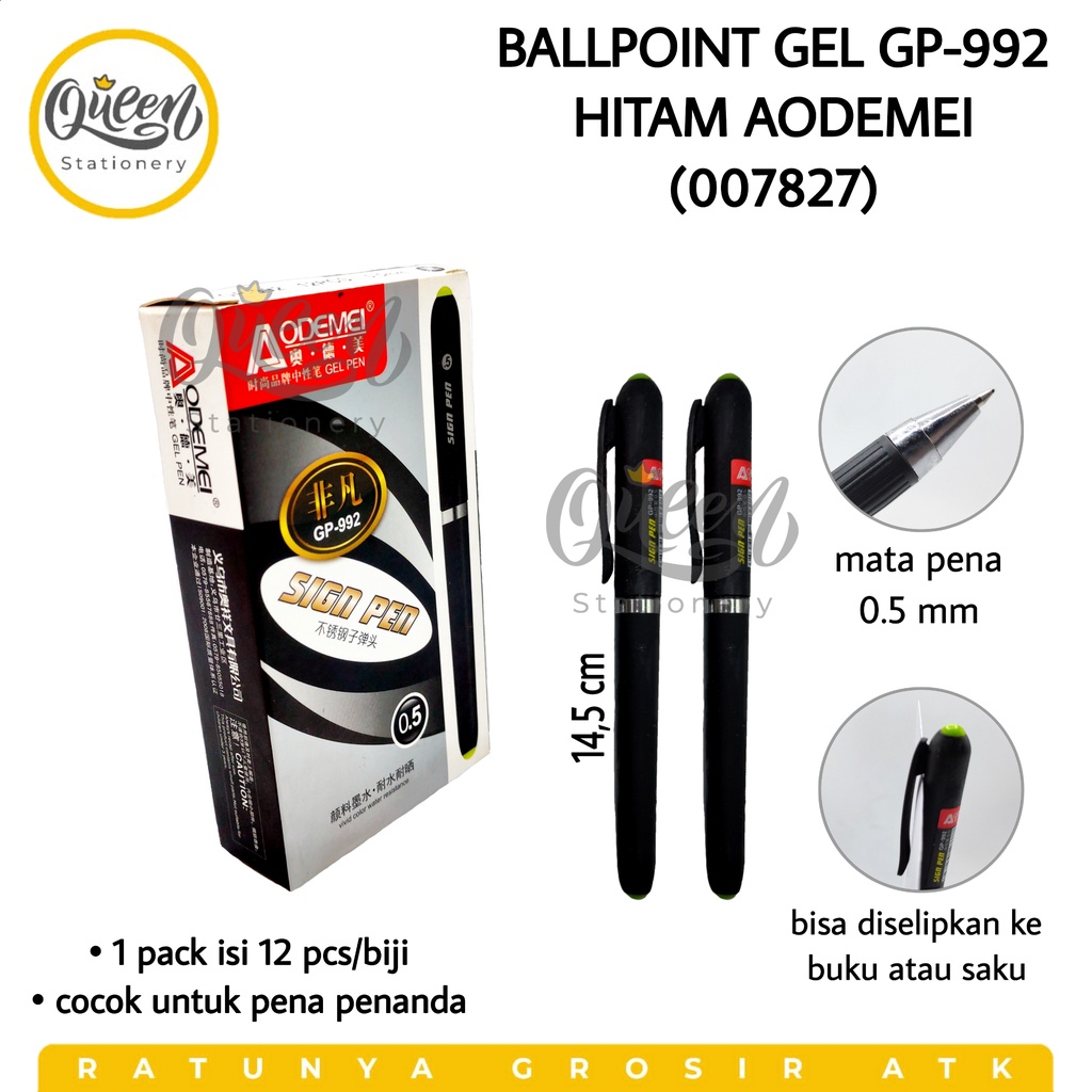 

BALLPOINT GEL GP992 AODEMEI / BOLPEN GEL 0.5MM /PENA/ PULPEN (007827)