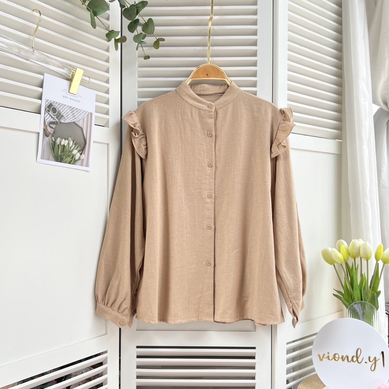 kemeja linen oversize Atasan wanita hijab terlaris / Blouse Wanita E22 blouse basic