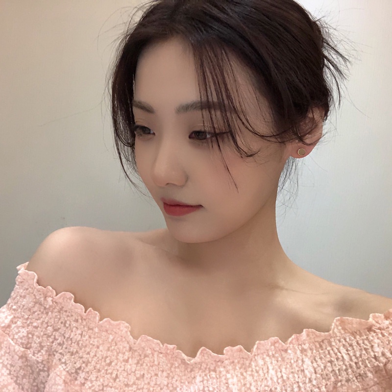 Papaozhu Hypoallergenic s925 Perak Putaran Stud Anting Untuk Wanita Pria Sederhana Fashion Geometris Anting-Anting Pakaian Harian Telinga Perhiasan