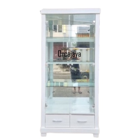 lemari hias/lemari hias minimalis/ lemari pajangan/lemari hias kaca /free lampu