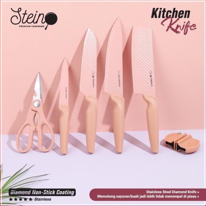 Stein Cookware Diamond Knive Set Pisau 6pcs - Pink
