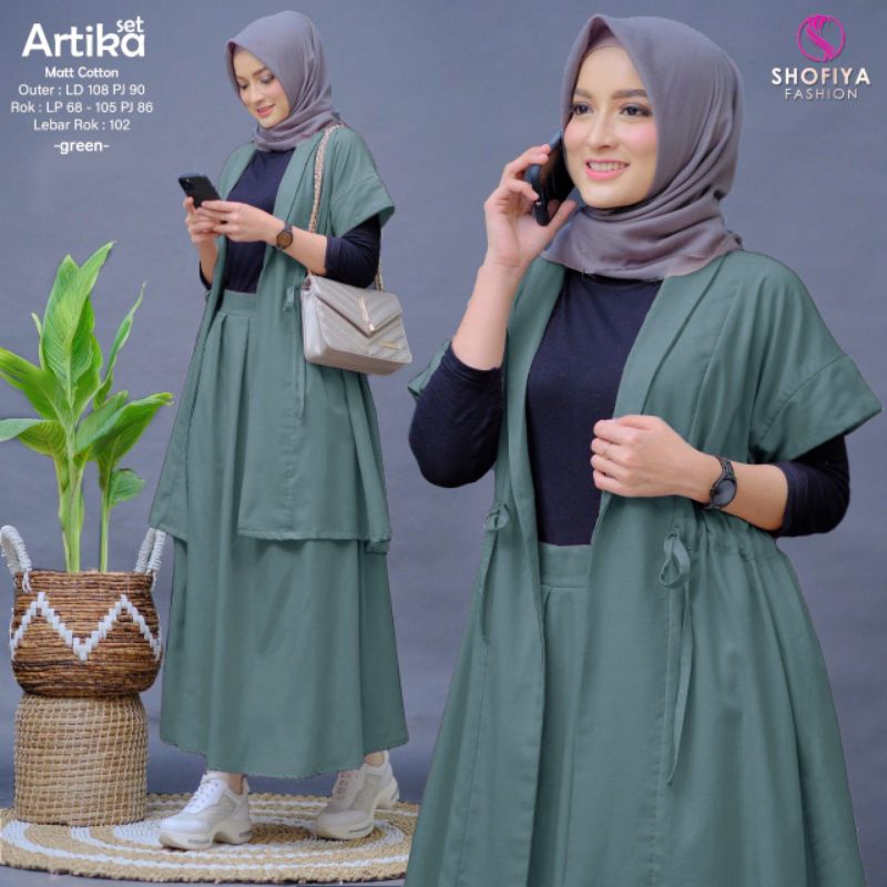 ARTIKA,ASHITA  Set 2 in 1(auter &amp; skrit) Ori by Shofiya Fashion