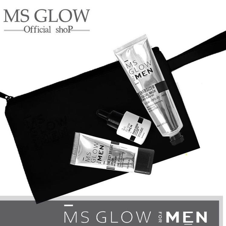 [Q-G6G[☛] PAKET MS GLOW For Men/ Ecer Energy Bright Cream/Krim Men/ Energizer Facial Wash Sabun/ Pow