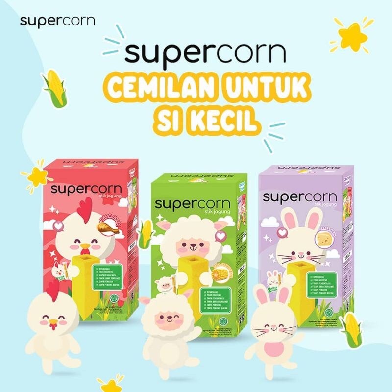 ECER Supercorn Super Corn Camilan Anak Bayi Balita Sehat Jagung Corn Stick Stik Jagung Ayam Keju Chicken Cheese 12m+