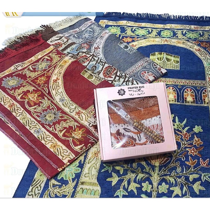 sajadah packing box cantik harga 10 box free tasbih sajadah turkey besar/ sajadah souvenir