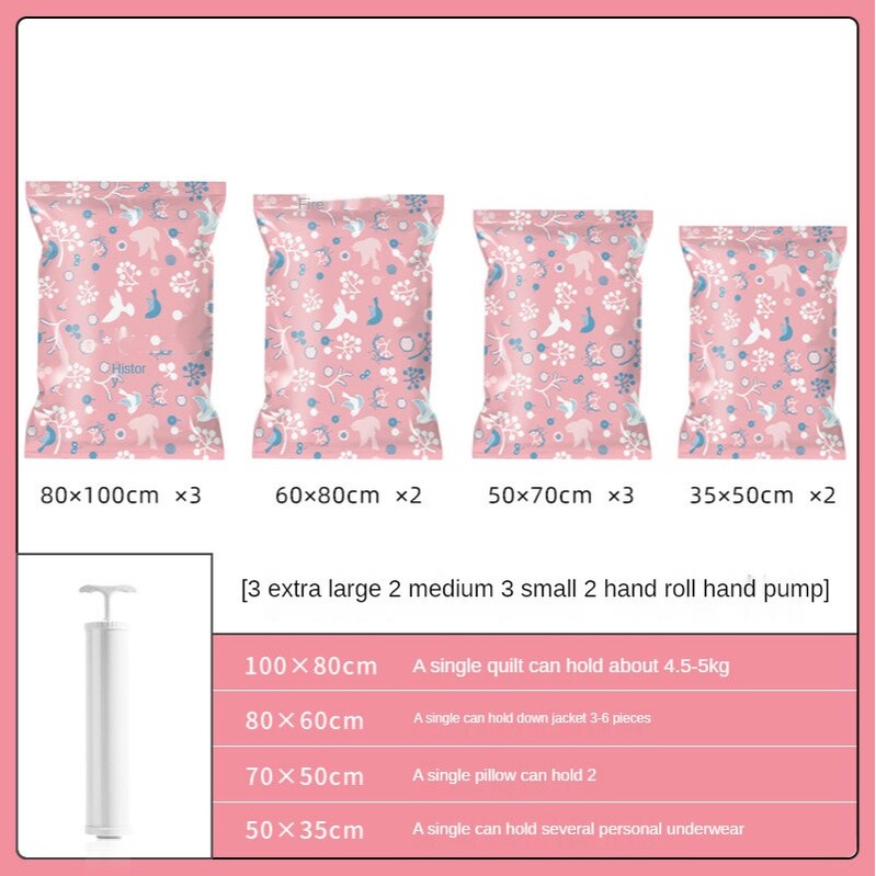 WHISM Kantong Plastik Pakaian Vacuum Compression Bag 10 PCS - SN1000 - Pink - 7RHAFSPN