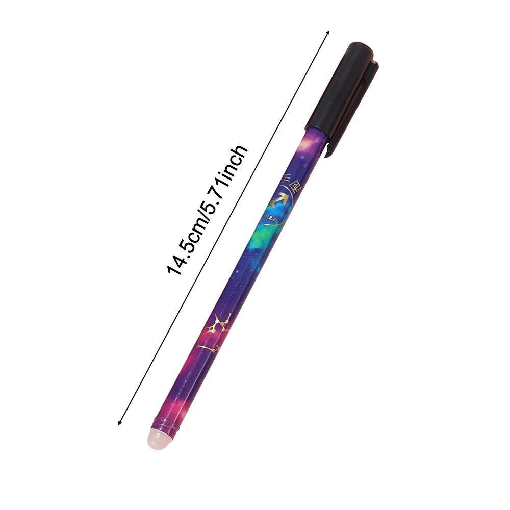 R-flower 12PCS/Set Gel Pen Perlengkapan Kantor Sekolah Tinta Hitam/Biru 0.5mm Dihapus Pen