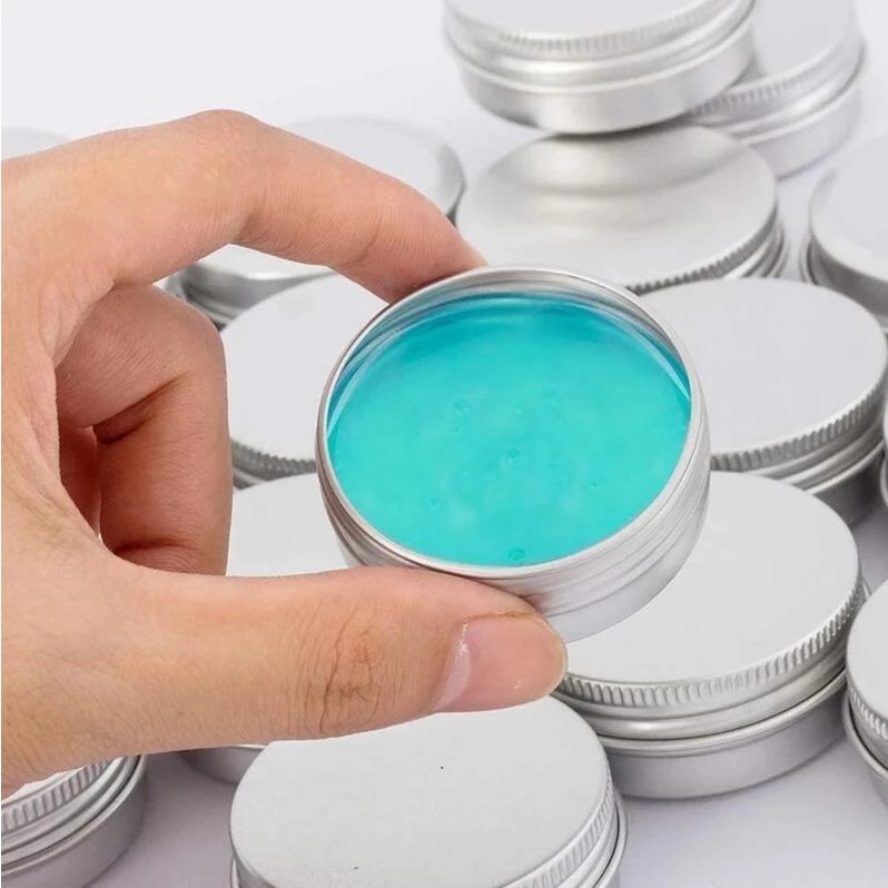 1pc 15ML Multifungsi Aluminium Tin Mini Metal Kaleng Bulat Silver Jar Wadah Sampel Kosmetik Lilin Teh Kaleng Kotak Penyimpanan Sembako