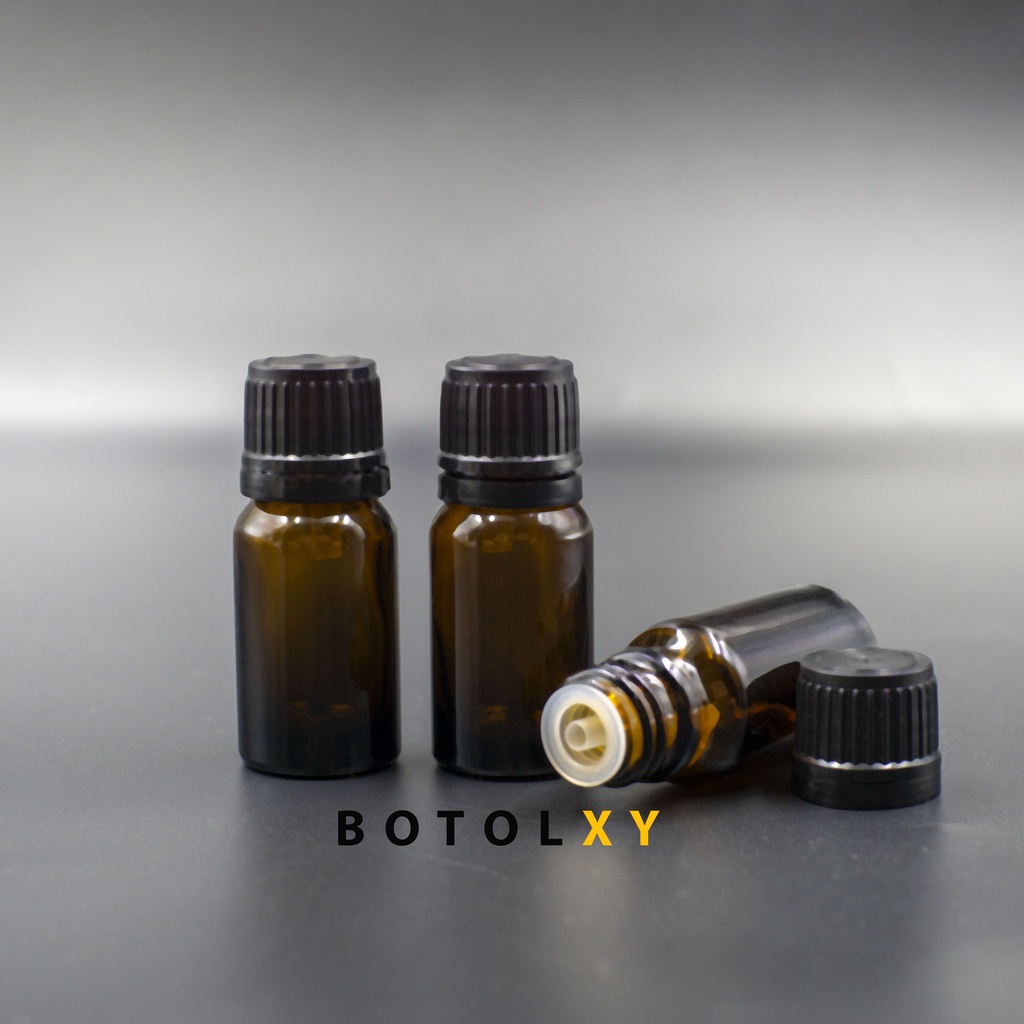 Botol Kaca Amber 10ml Essential Oil 10 ml - Tutup Filler Dropper