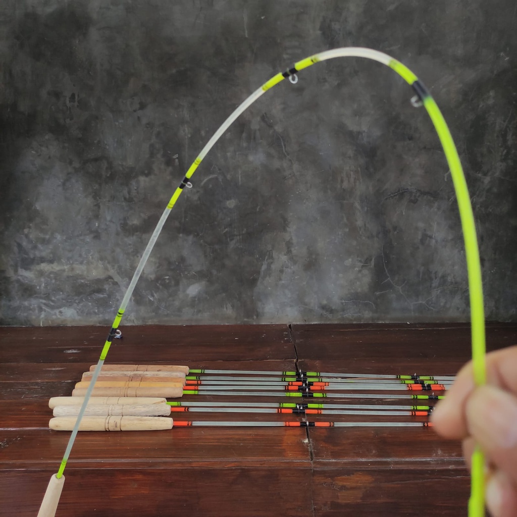 Joran Pancing Fiber 120cm Solid Bening Semi Kaku Gagang Kayu