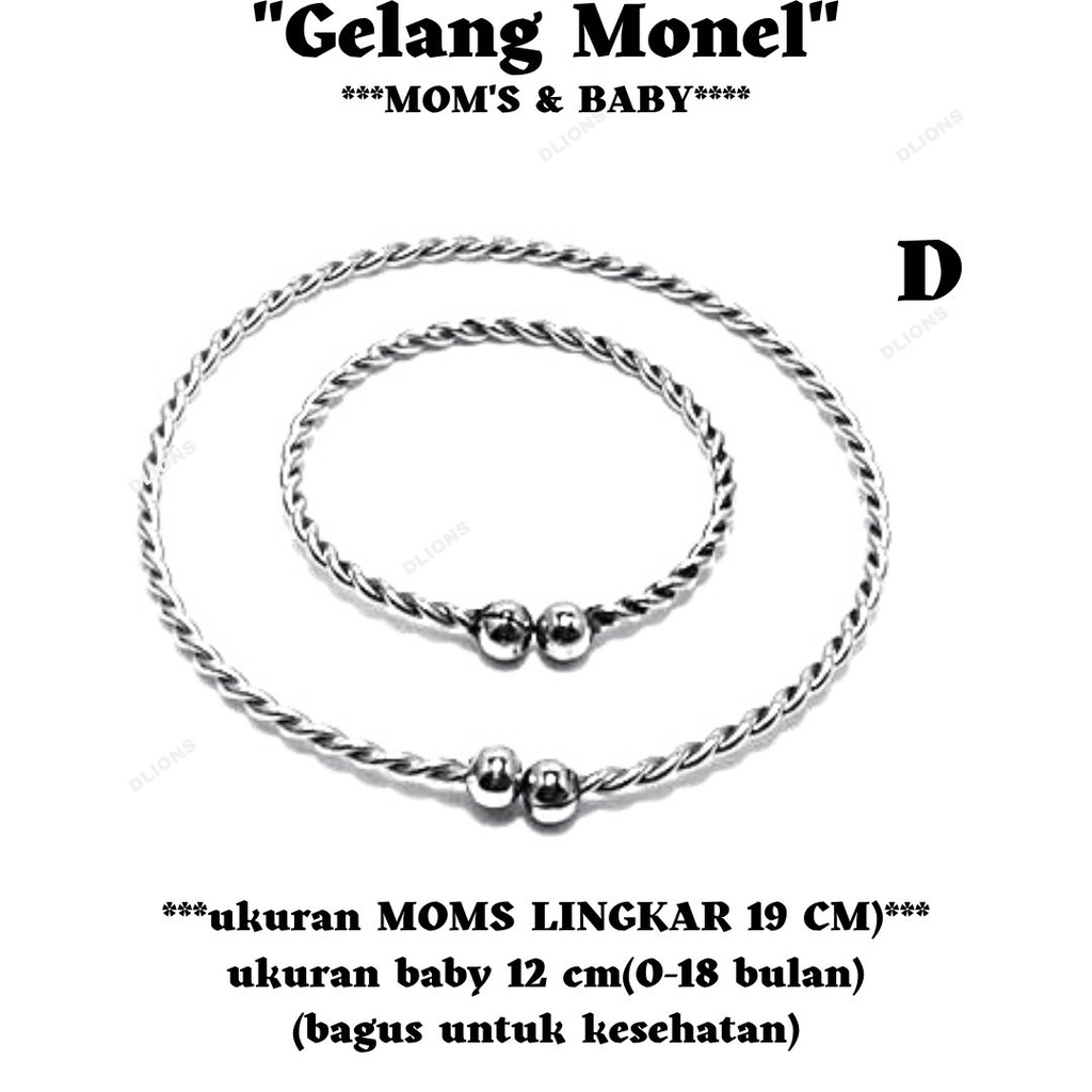 GELANG MONEL MOM'S &amp; BABY (LINGKAR GELANG 19 CM UNTU MOMS &amp; 12 CM UNTUK BABY ) TIDAK BERKARAT DAN TIDAK GATAL,BAIK UNTUK KESEHATAN