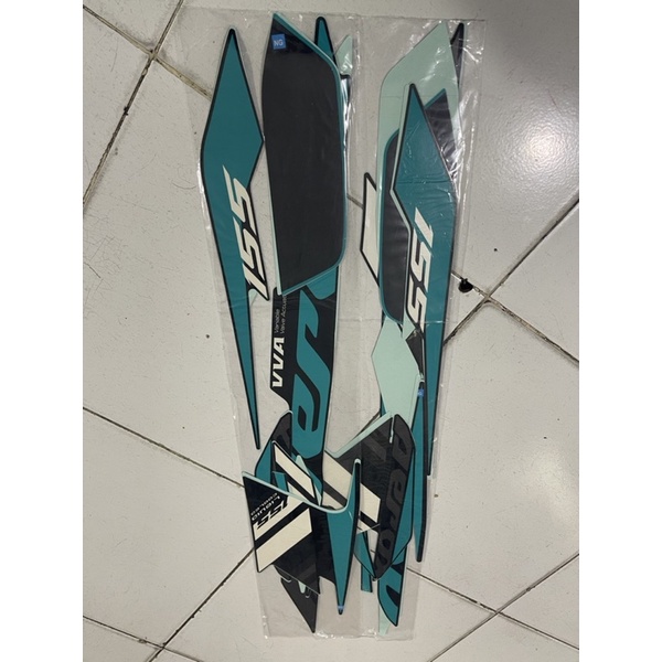 STIKER STRIPING MOTOR AEROX 2021 HITAM TOSCA MATTE BLACK CYAN