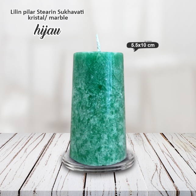 Lilin Stearin palm Candle Kristal Sukhavati Dekorasi Serbaguna 5.5x10