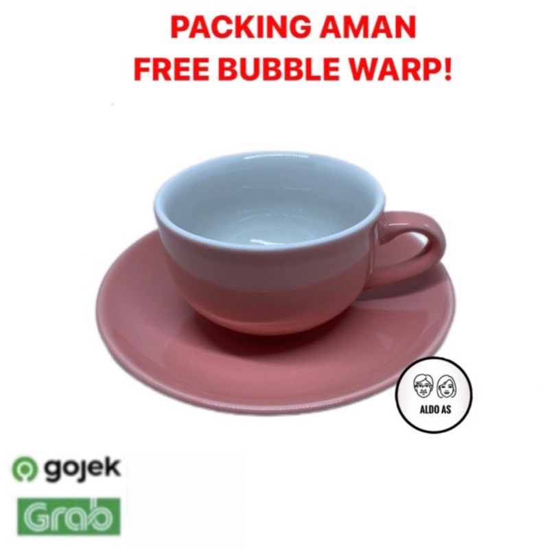 Cangkir Set keramik Coffe Latte Kopi Motif KPC Pink - 1 lusin