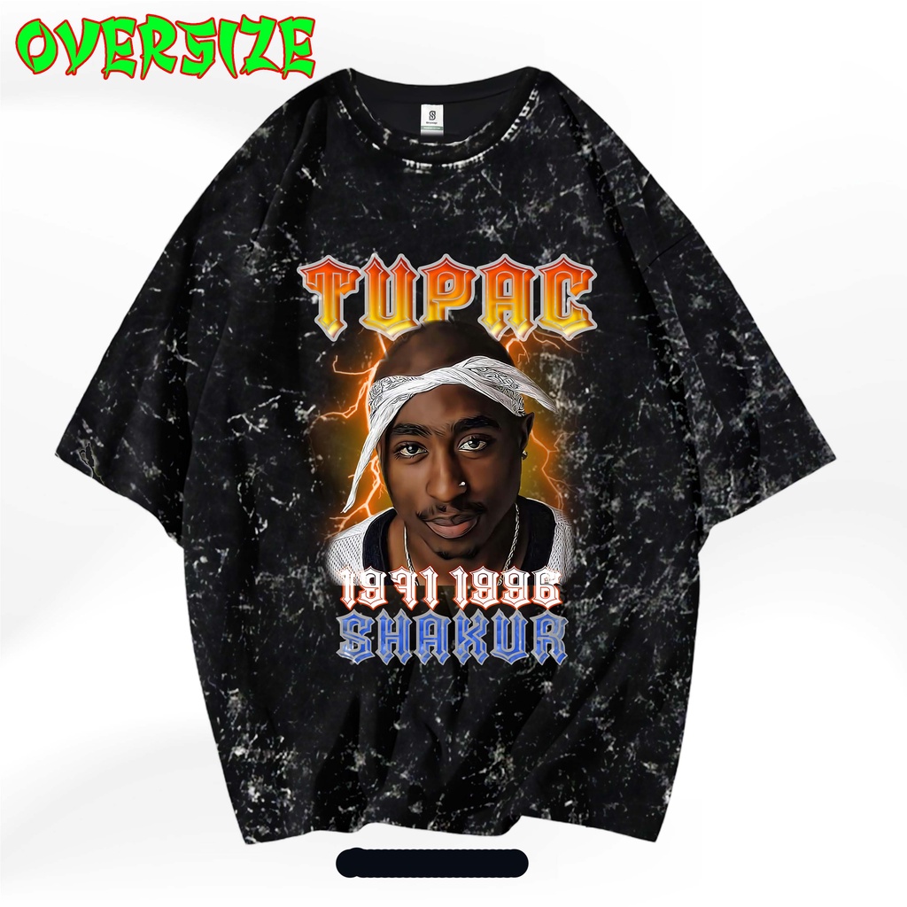 tupac shakur kaos oversize washing vintage rap tee