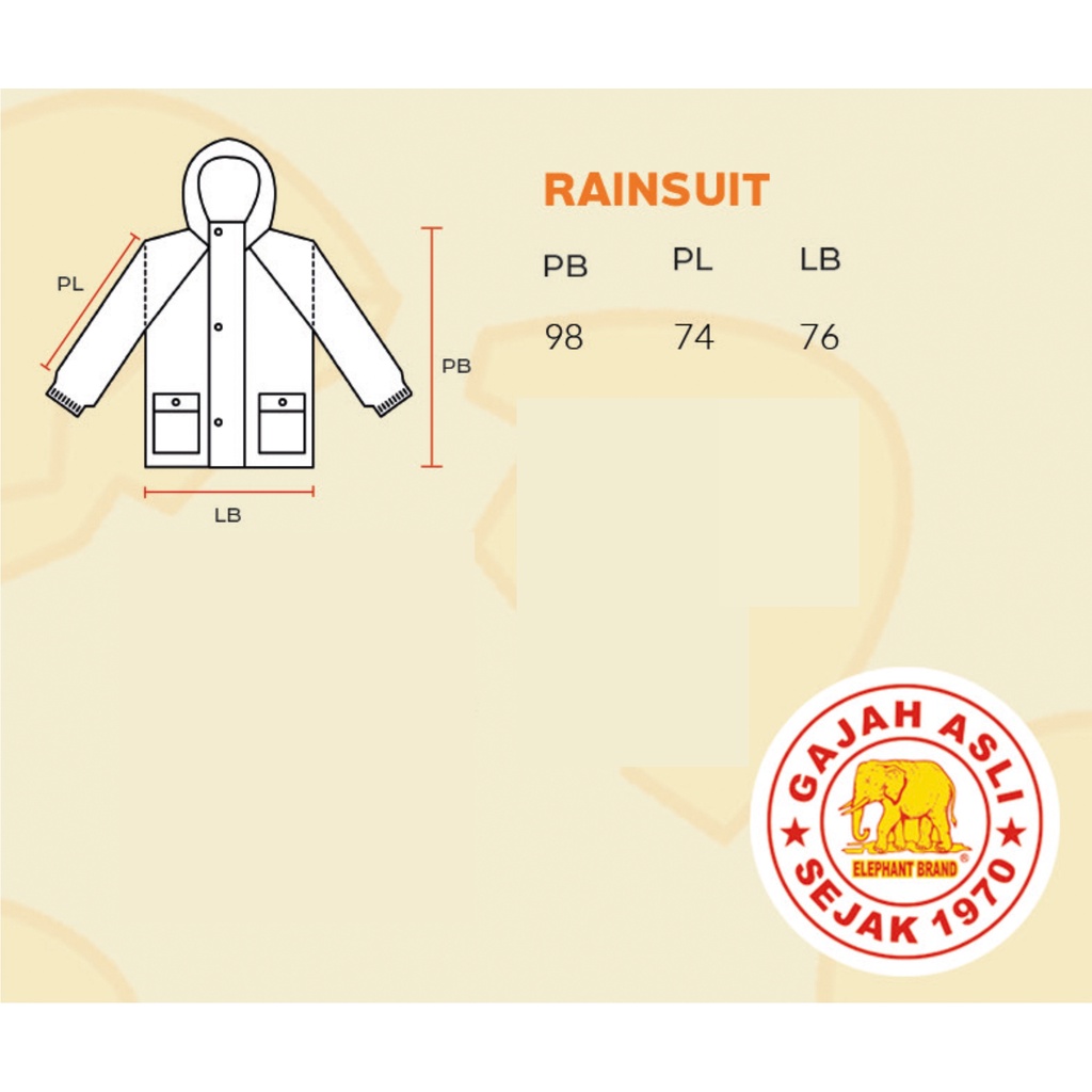 Jas Hujan Raincoat (TANPA CELANA) GUDETAMA - Elephant Brand - Sanrio License