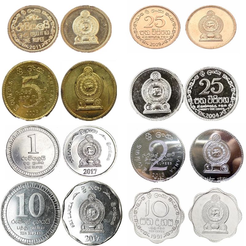 Sri Lanka koin 25 cent 1 rupee 2 rupee 5 rupee 10 rupee Sri Lanka
