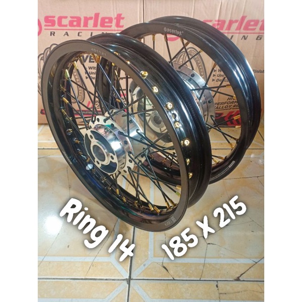Velg Jari Jari Ring 14 185 X 215 Merk Scarlet Untuk Motor Mio M3 Soul GT 125 Fino 125 Mio Z Satu Set