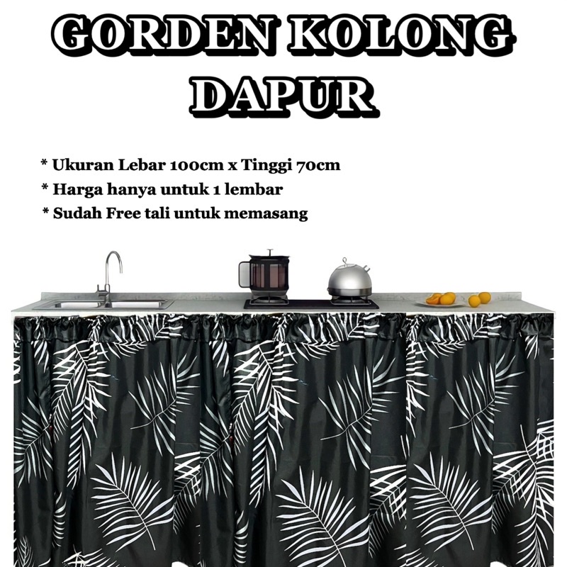 GORDEN KOLONG DAPUR Minimalis Uk. 100x70cm Free Tali | Gorden Kolong Bawah Meja Dapur | Gorden Meja Dapur p| GORDEN KOLONG DAPUR