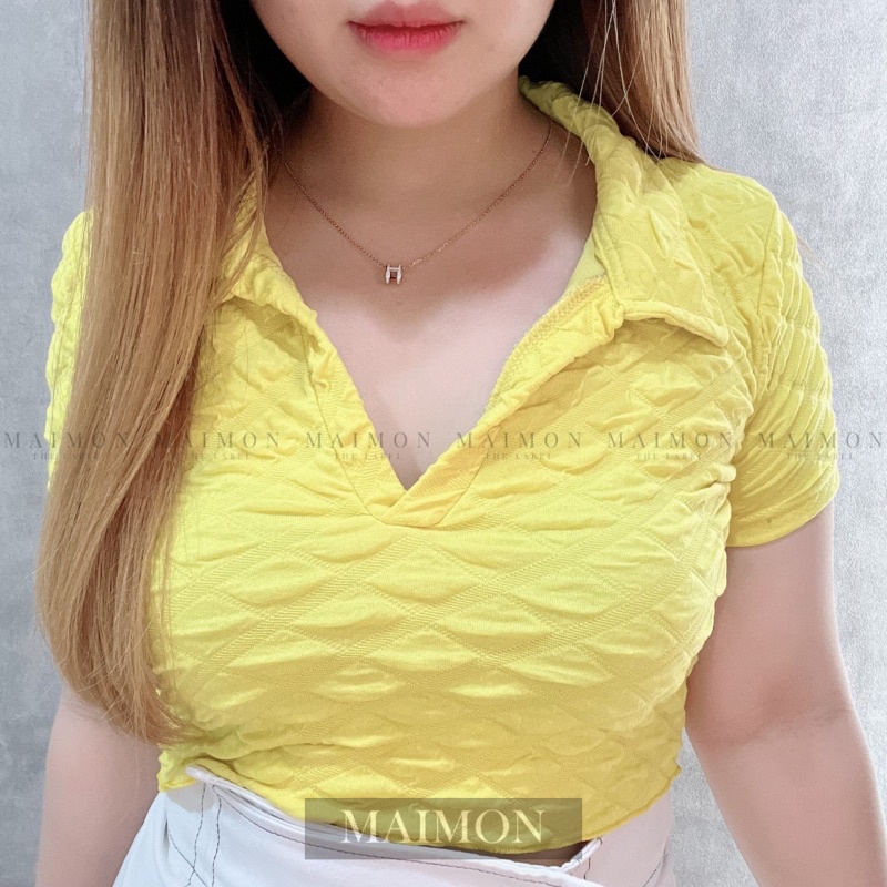 Rhombus Crop Top | Atasan Wanita Korean Fashion | Maimon Grosir