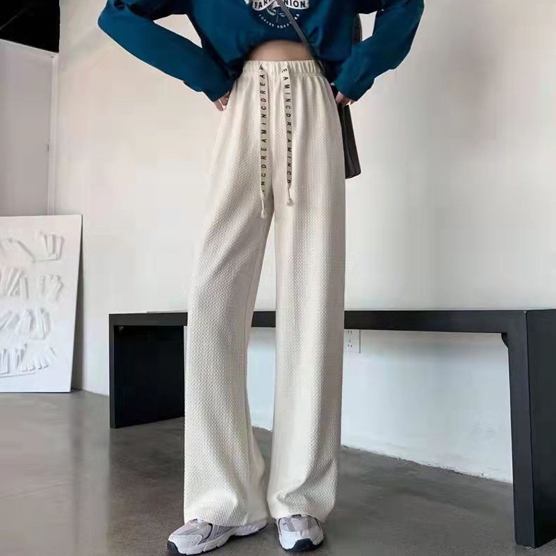 yikoo-Celana panjang casual korea high waist pants fashion wanita （Dengan kantong）