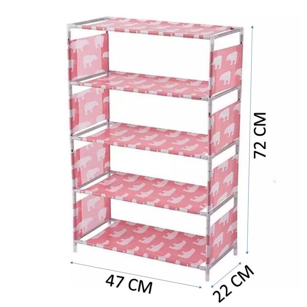 [KODE 323] HC Rak Sepatu 5 Tingkat Stainles Kain Portable Multifungsi Murah