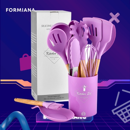 FM - Spatula Silicon Set 12 pcs BMW / Sutil Silikon Alat Masak Utensil Premium Kitchen Full Set