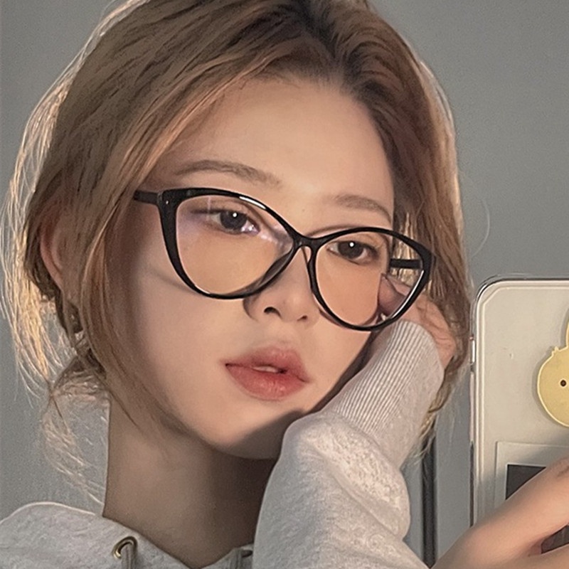 【CT】2 In 1 Kacamata lensa photocromic anti Korea Wanita Kacamata Anti Radiasi Wanita Fashion Cat Eye Eyeglasses