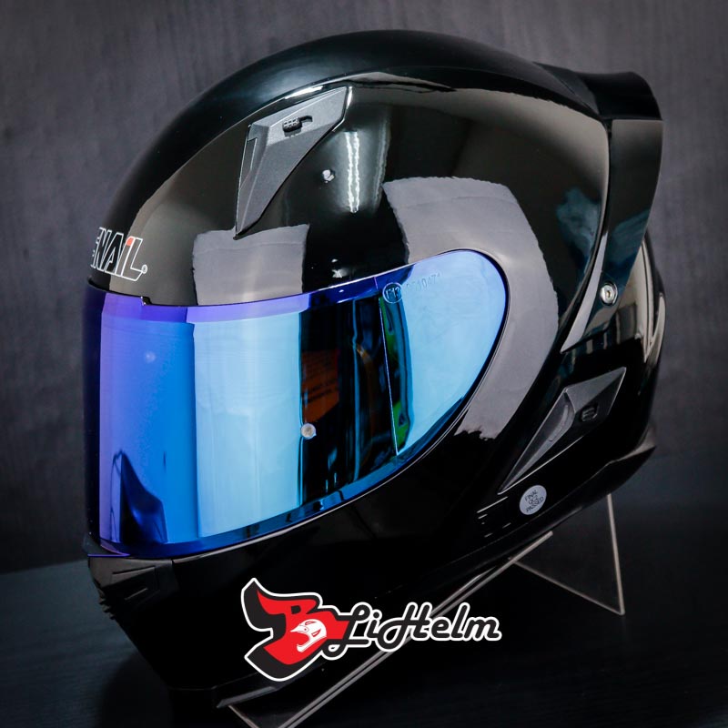 HELM SNAIL FFS1 BLACK GLOSSY VISOR BLUE | FULL FACE DDRING
