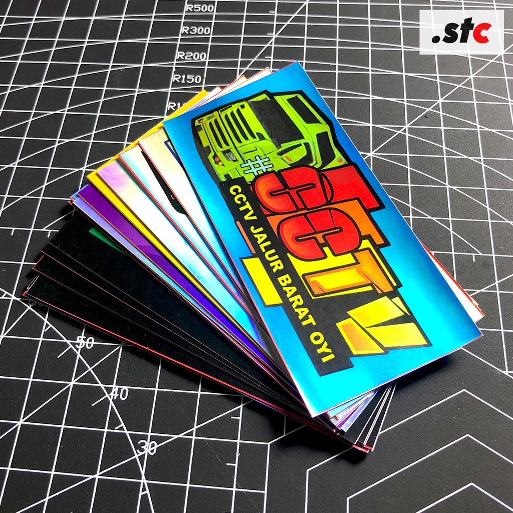 ( isi 10 stiker ) Hologram Stiker Costum CCTV TRUK OYI Printing Stiker Mobil Sticker CCTV Truk Setik