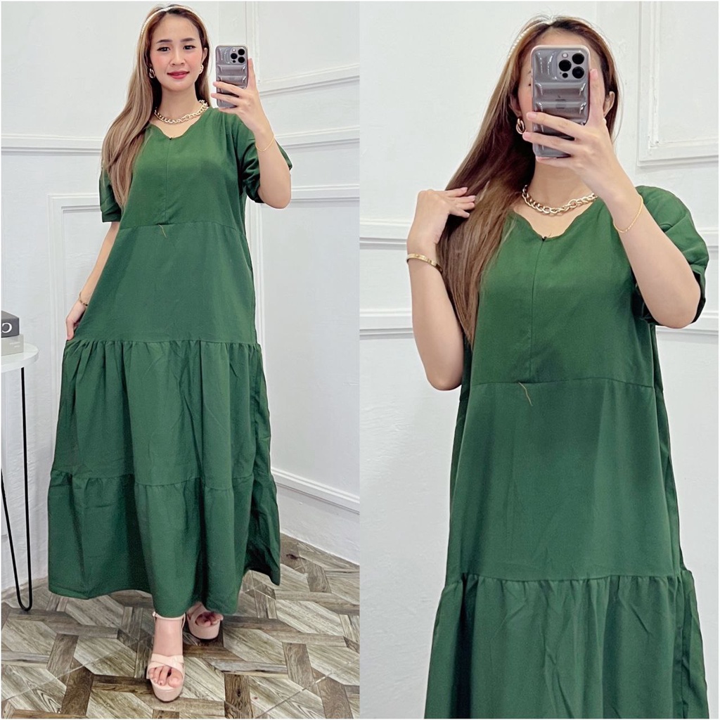 Dress Rayon Polos Busui Resleting Depan Daster Wanita Lengan Pendek