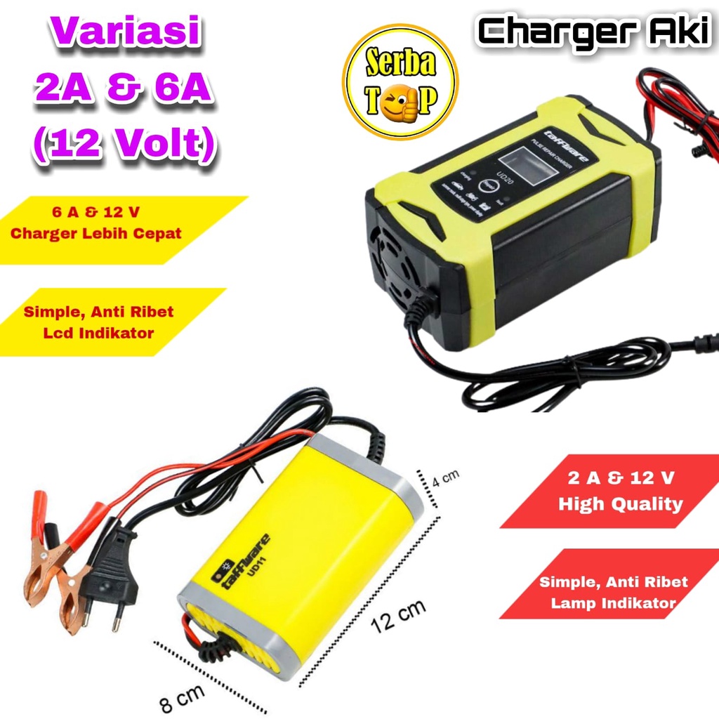 Jual Charger Aki Motor Mobil Kapasitas 2A 6A tegangan 12 Volt 24 Volt