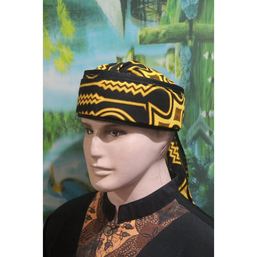 PECI KOPIAH BLANGKON IMAMAH BATIK KATUN UKURAN DEWASA DAN ANAK ANAK (BIRU)