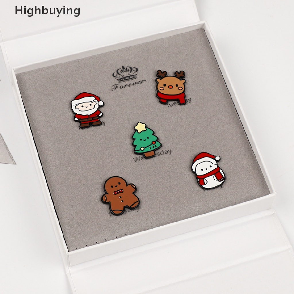 Hbid Kartun Santa Claus Enamel Pin Rusa Pohon Pinus Snowman Bear Boneka Alloy Bros Lencana Hadiah Natal Untuk Anak Glory