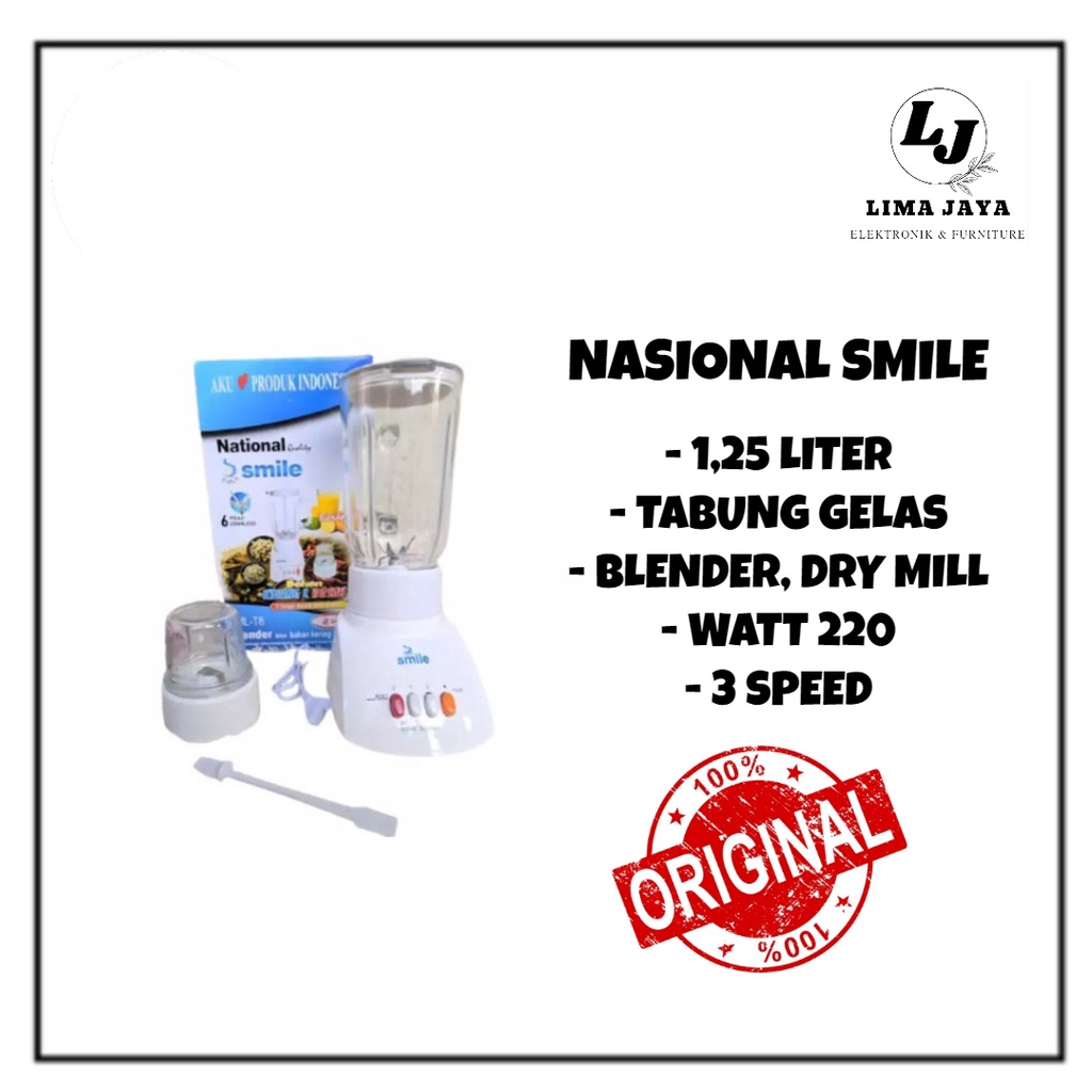 National Smile Blender Kaca 2 IN 1 Blender Nasional Smile 1,25 liter