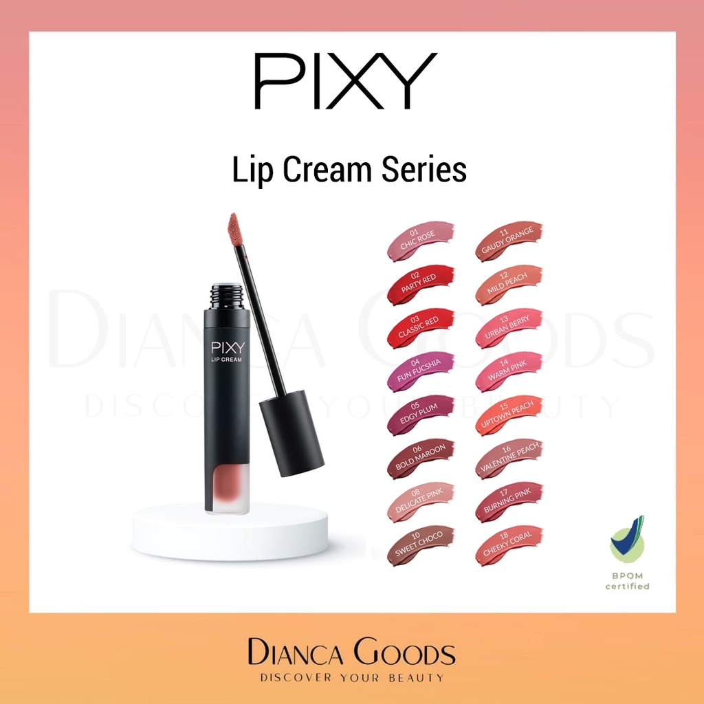 PIXY Lip Cream Series - Party Red / Gaudy Orange / Mild Peach / Urban Berry / Cheeky Coral | Diancag
