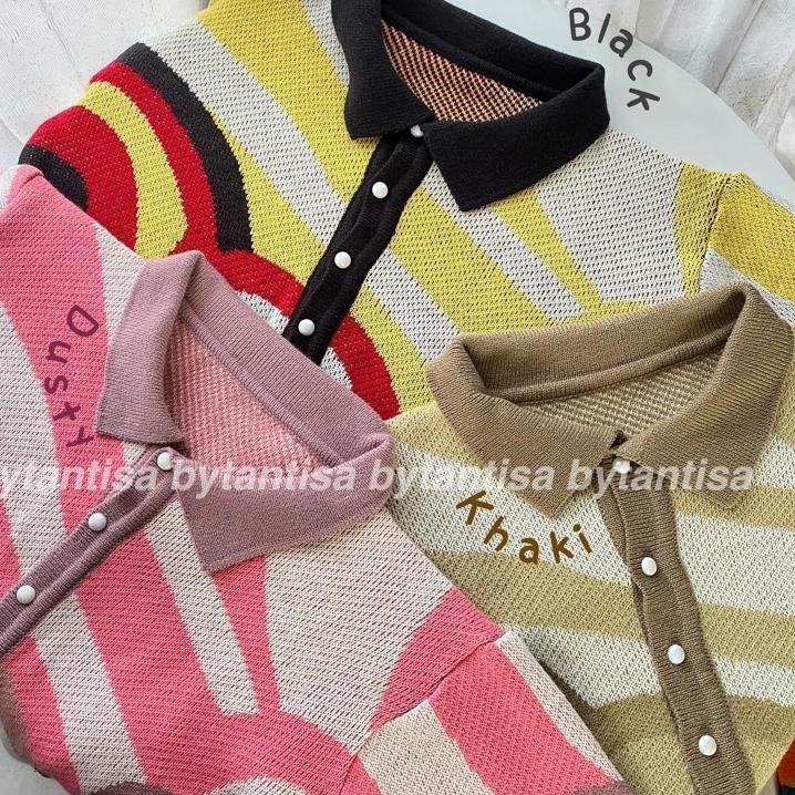 Langsung Order CARDIGAN RAJUT CROP RAINBOW TOP BAHAN TEBAL PREMIUM QUALITY