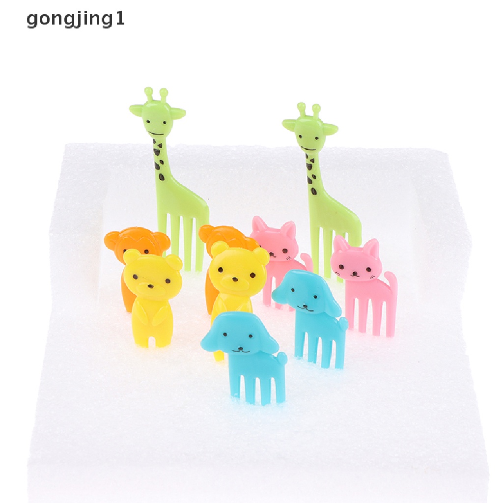 Ggg 10pcs Mini Animal Kartun Food Picks Anak Snack Kue Dessert Garpu Buah ID