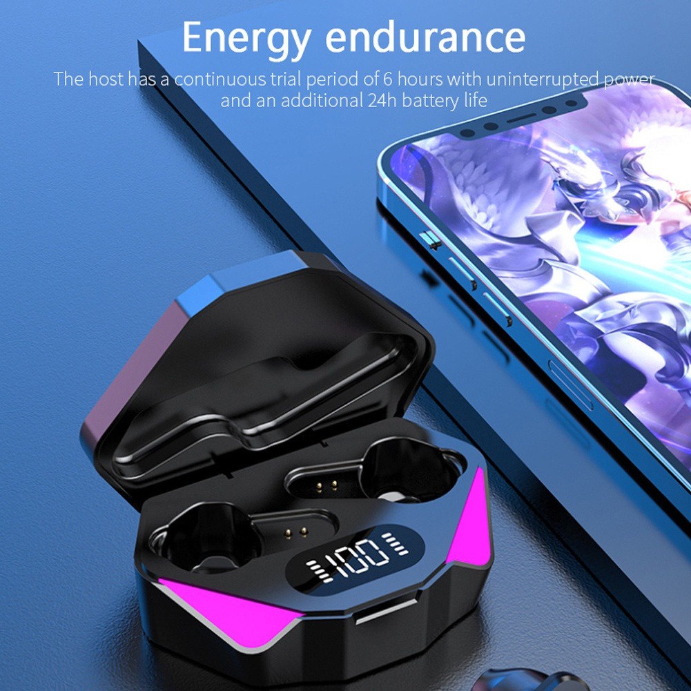 HEADSET BLUETOOTH GAMING X15 TWS BLUETOOTH V5.2 WIRELESS EARPHONE BLUETOOTH LED SMART DISPLAY