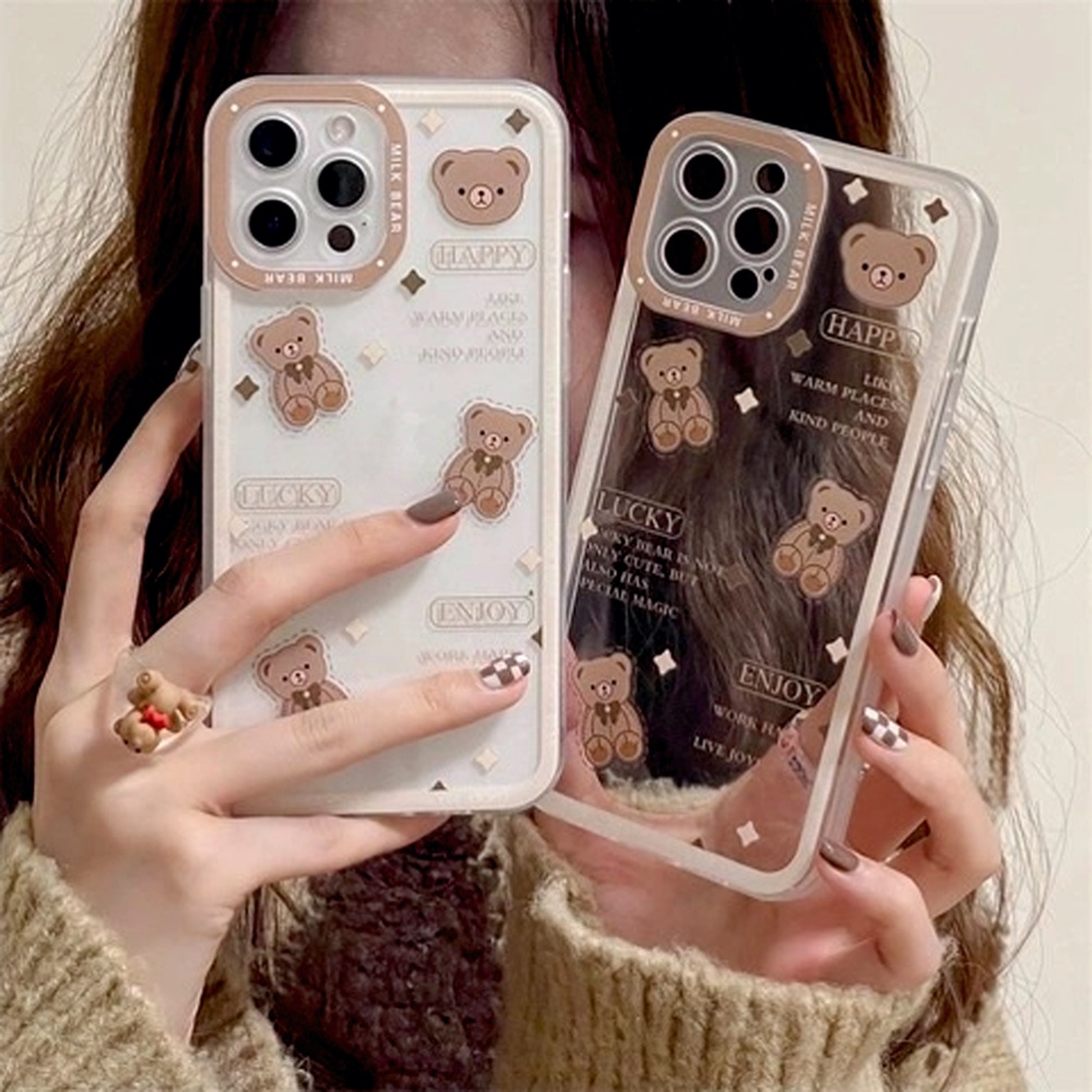 Casing Oppo A31 A36 A52 A72 A74 A76 A92 A95 A96 Case Cute Milky Bear Character Silicon Premium