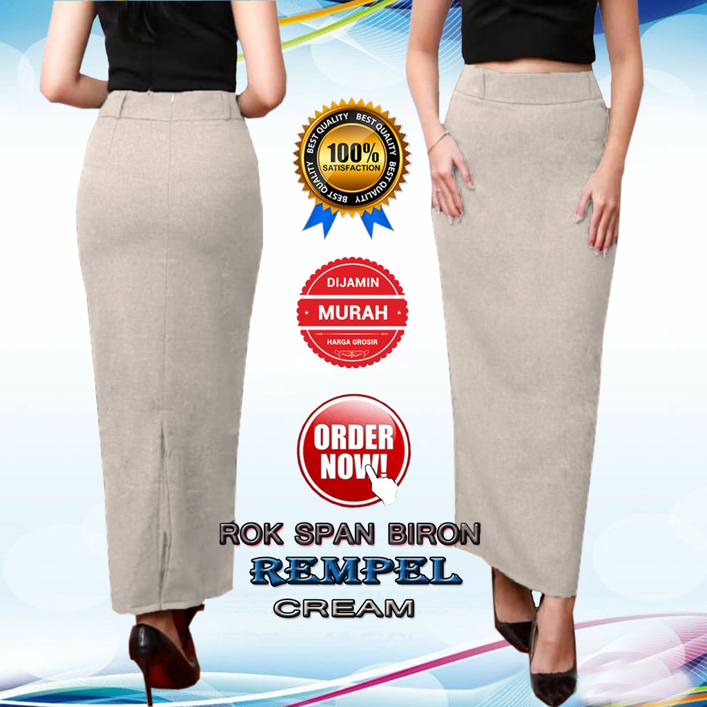 Rok Kerja Wanita Panjang  Model Rempel Belakang / Rok Formal Kantor / Rok Span Hitam Panjang