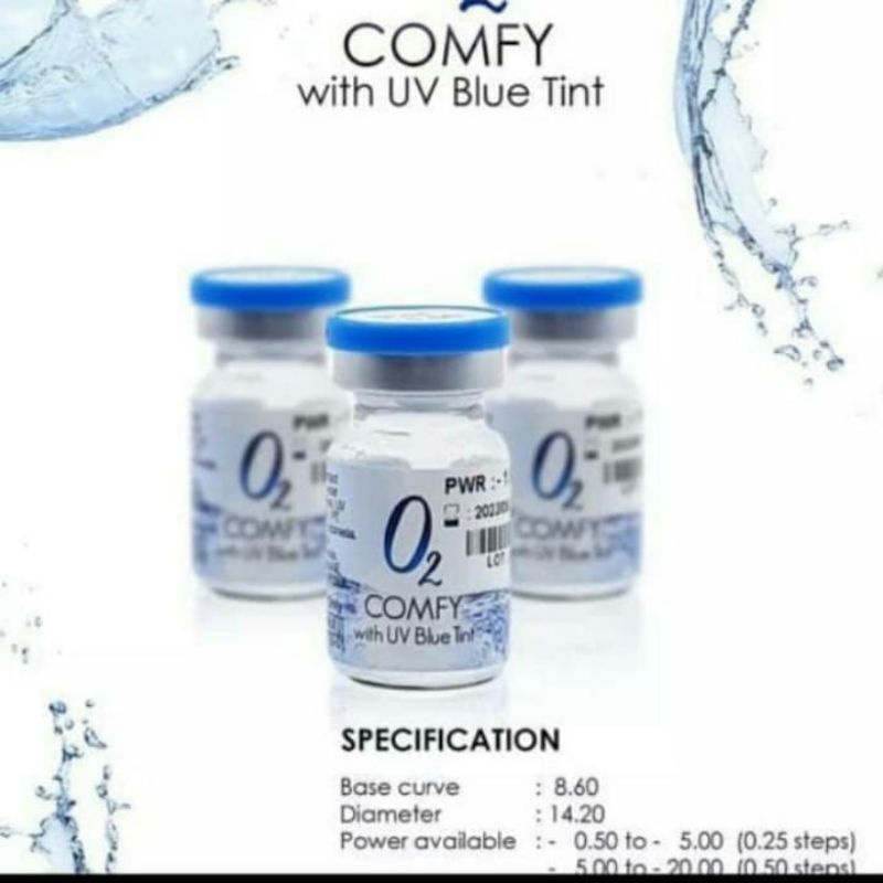 Softlens Bening Tahunan O2 Comfy  tahunan by omega 1 psg/-0.50 ~ -10.50