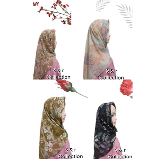 hijab segi empat motif premium/segi empat motif