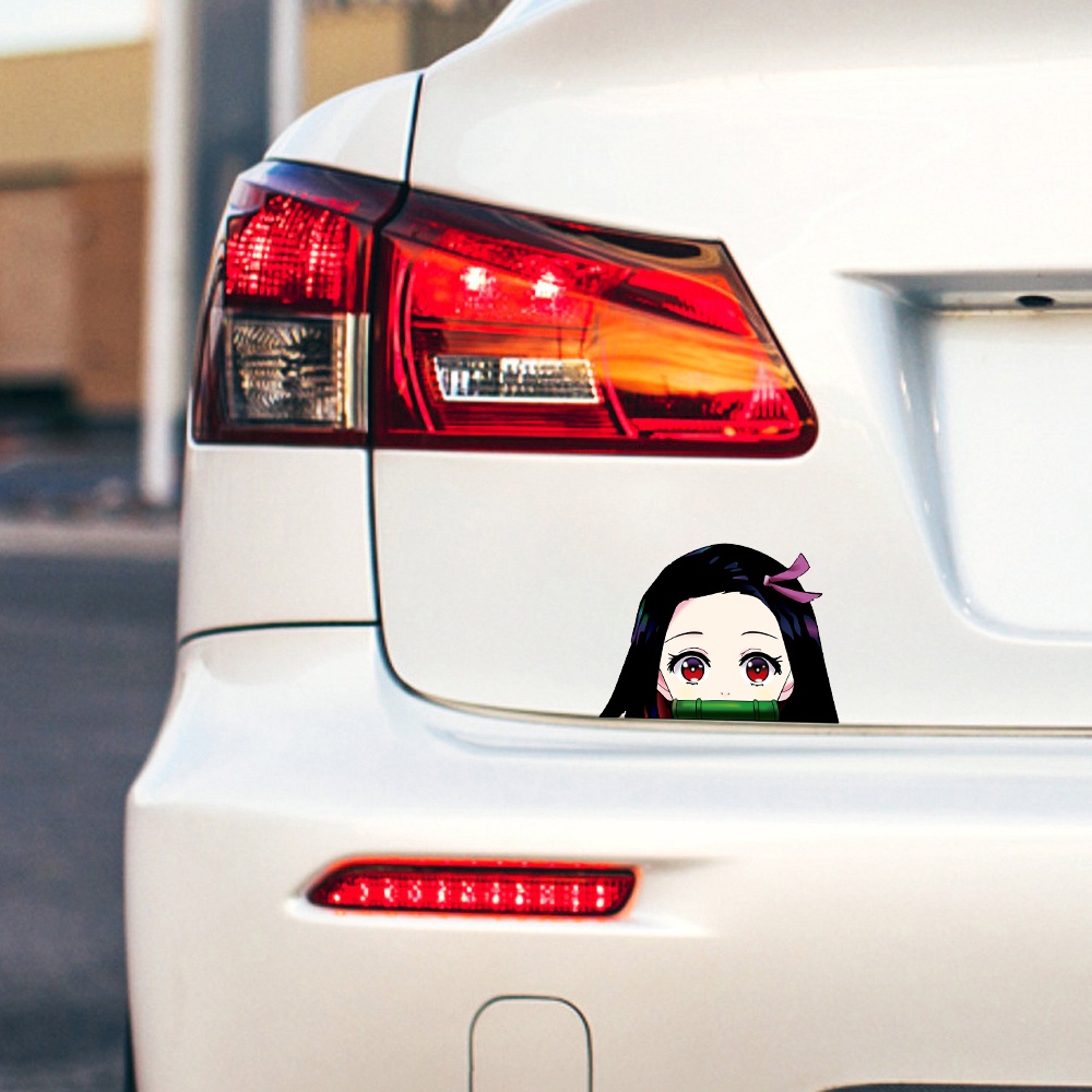 Animasi Jepang Kamado Nezuko Kartun Sepeda Motor Mobil Universal Reflective Sticker Demon Slayer Anime Girl Motorcycle Body Front and Rear Gear Car Window Beautifying Decal