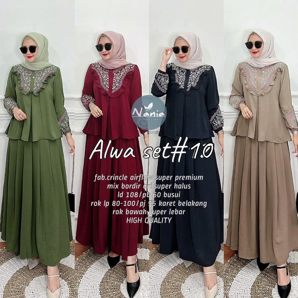 RESTOK ALWA SET #10 BLOUSE ROK BORDIR ORI NANIA 9/12