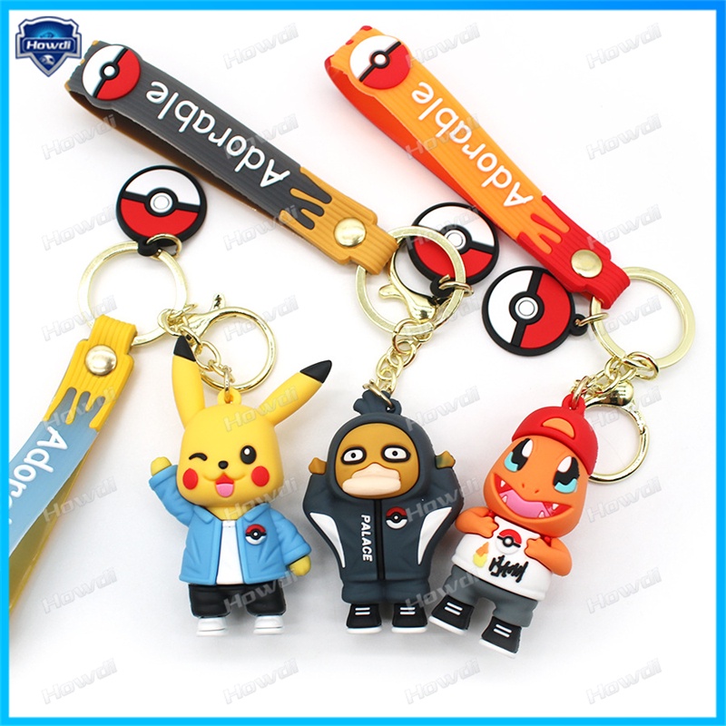 Gantungan Kunci Pokemon Lucu Pikachu Anime Angka Tas Liontin Resin Fighting Pikachu Keyring Colorful Mobil Anime Key Chains