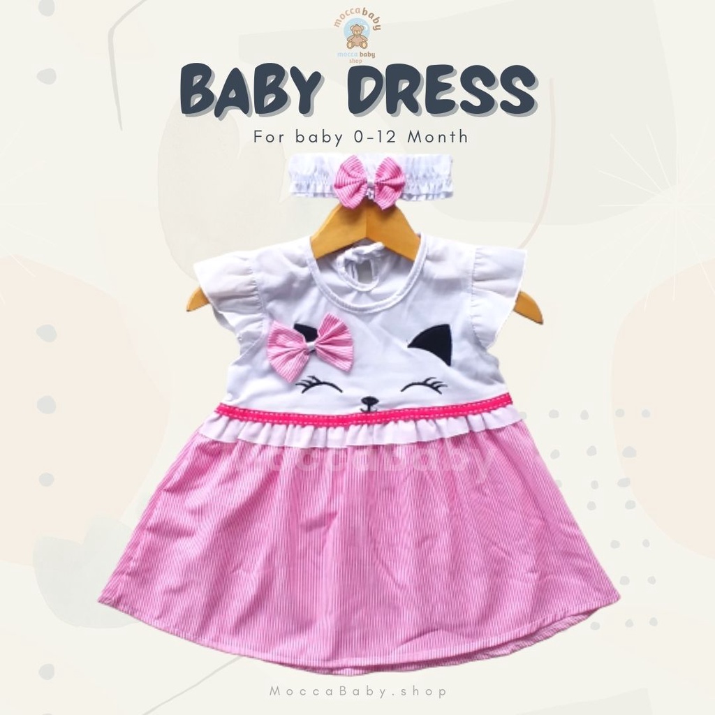 MBSS - (EXCLUSIVE ON MOCCABABY ) Dress Bayi Motif Animal Lucu Baju Bayi Perempuan / QIU2 SLEEPY CAT